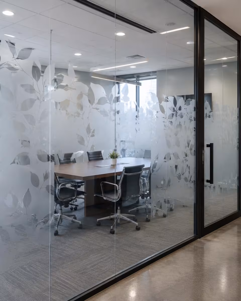 Conference room with decorative privacy film