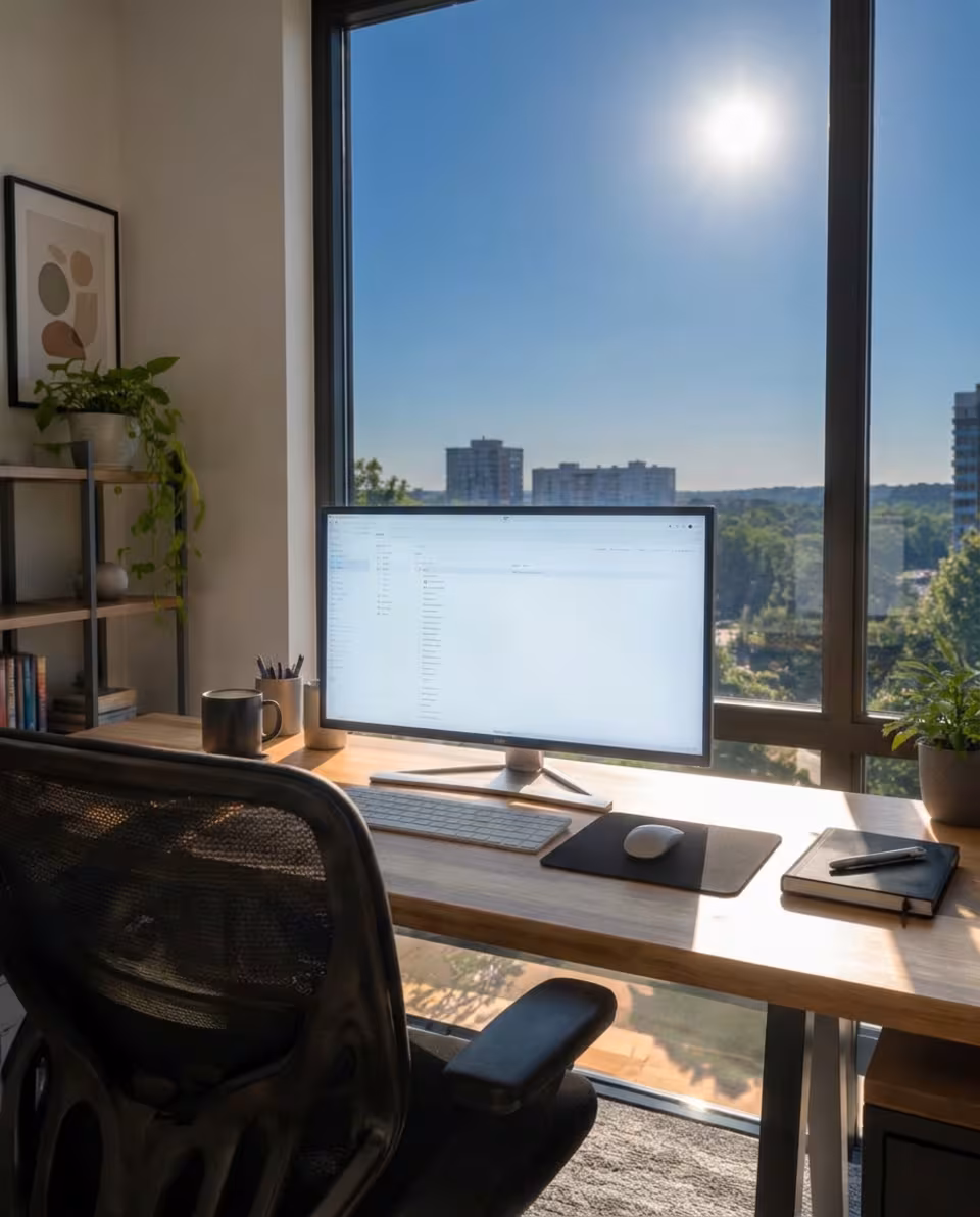 Home office after window film