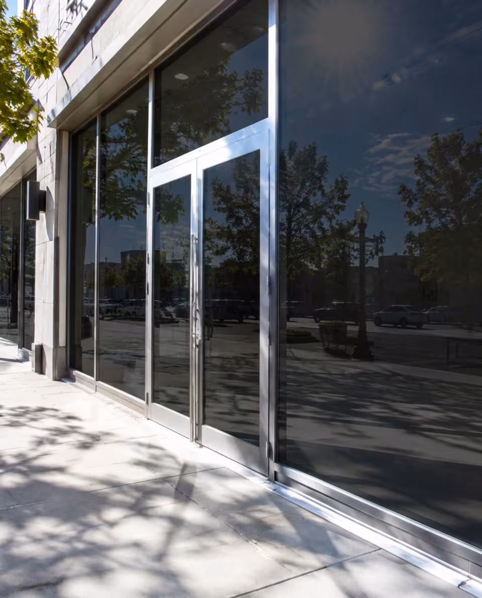 Retail storefront after window film