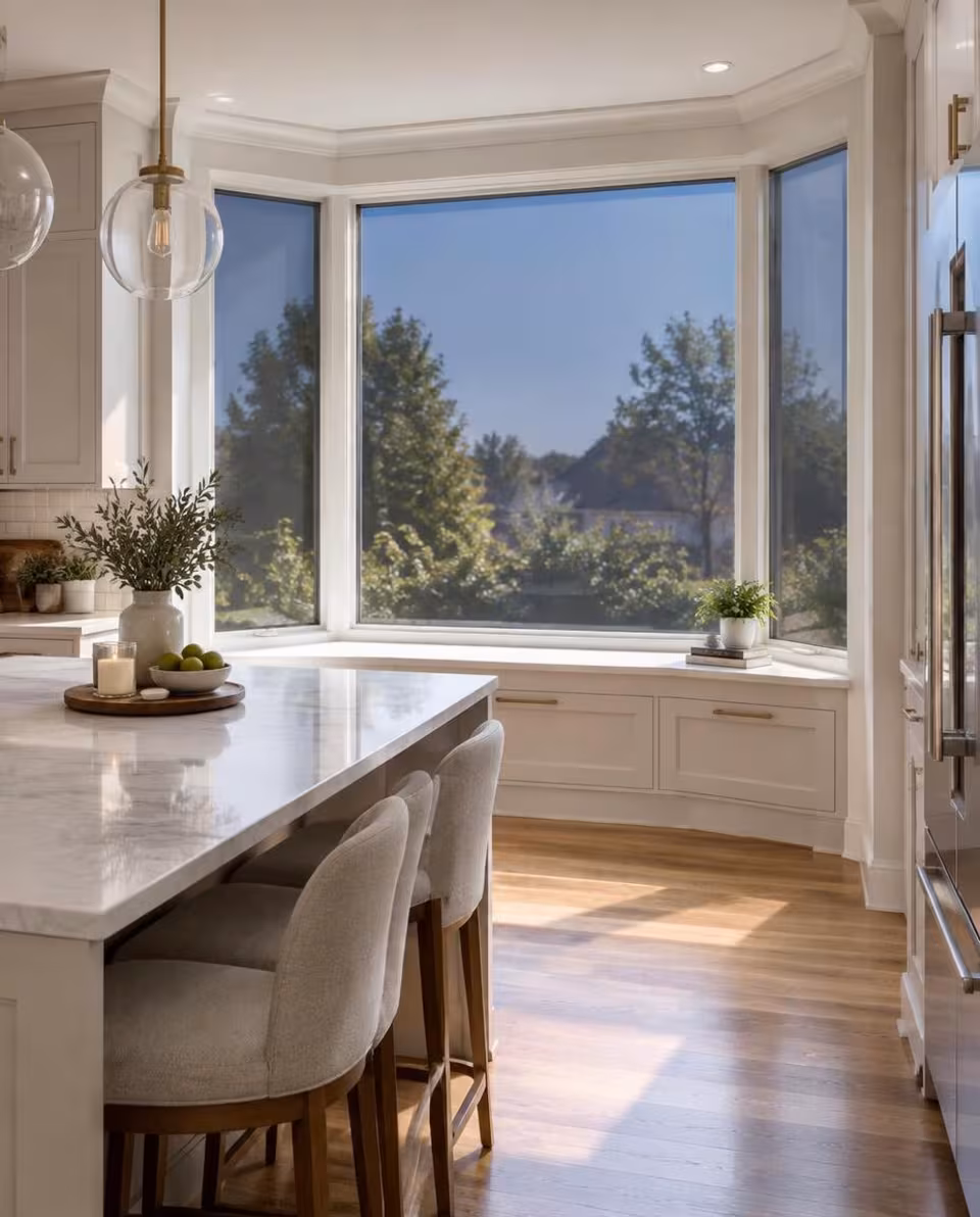 Kitchen bay window after window film